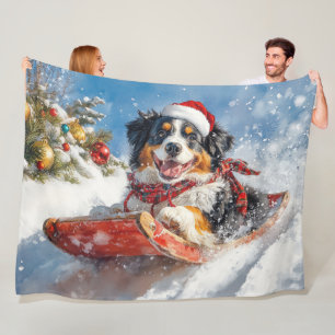 Berner Sennenhond in Sledge Kerstmis Fleece Deken