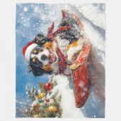 Berner Sennenhond in Sledge Kerstmis Fleece Deken (Voorkant)