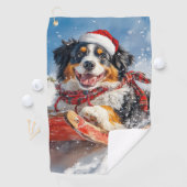 Berner Sennenhond in Sledge Kerstmis Golfhanddoek (Insitu)
