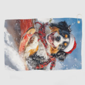 Berner Sennenhond in Sledge Kerstmis Golfhanddoek (Horizontaal)