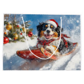 Berner Sennenhond in Sledge Kerstmis Groot Cadeauzakje (Achterkant)