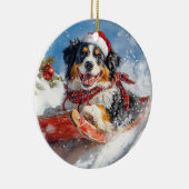 Berner Sennenhond in Sledge Kerstmis Keramisch Ornament (Rechts)