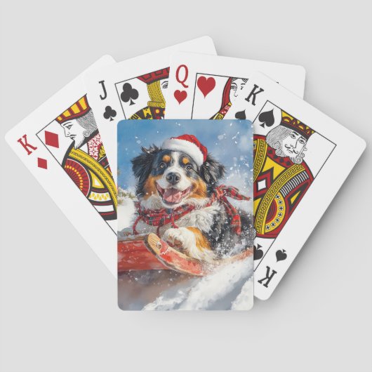 Berner Sennenhond in Sledge Kerstmis Pokerkaarten (Achterkant)