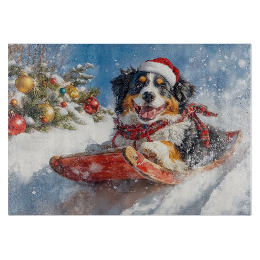Berner Sennenhond in Sledge Kerstmis Snijplank (Voorkant)