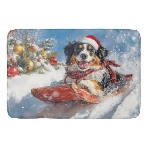Berner Sennenhond in slee Christmas Badmat