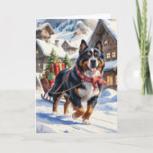 Berner Sennenhond Kerstgroet Kaart (Voorkant)