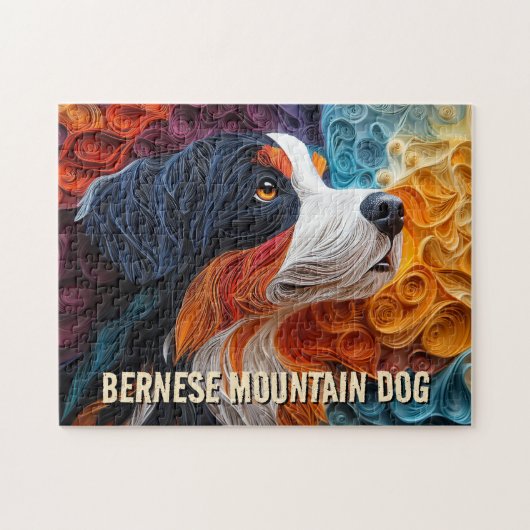 Berner Sennenhond Papier Quilling Kunstportret Legpuzzel (Horizontaal)