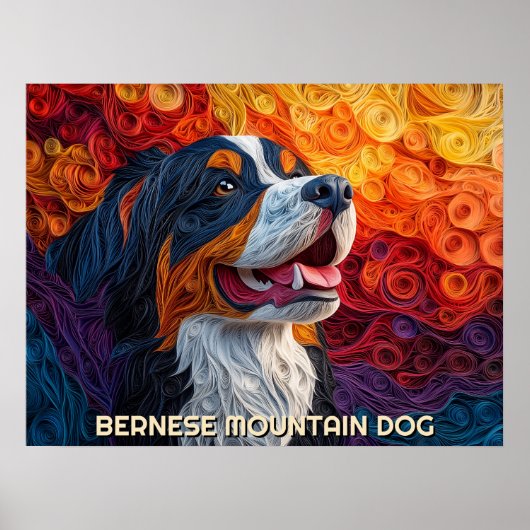 Berner Sennenhond Papier Quilling Kunstportret Poster (Voorkant)