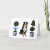 Berner Sennenhond Puppy Topiary Waterverf Kaart (Voorkant)