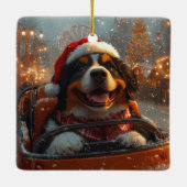 Berner Sennenhond Roller Onderzetter Kerst Keramisch Ornament (Achterkant)