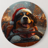 Berner Sennenhond Roller Onderzetter Kerst Ronde Button 6,0 Cm (Voorkant)