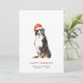Berner Sennenhond Santa Hat Christmas Kaart (Staand voorkant)