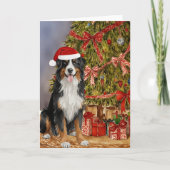 Berner Sennenhond Waterverf kerstboom Kaart (Voorkant)