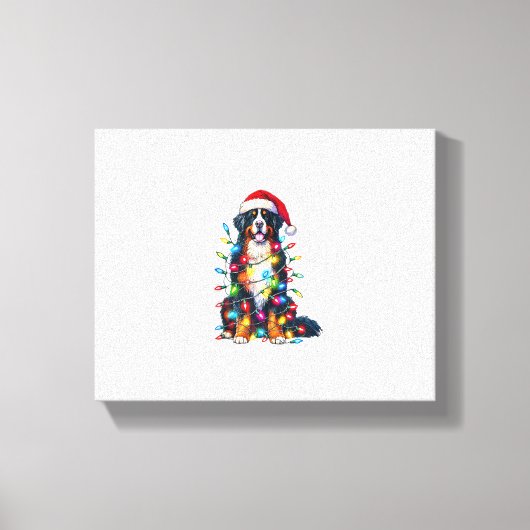 Berner Sennenhond x kerstverlichting Canvas Afdruk (Voorkant)