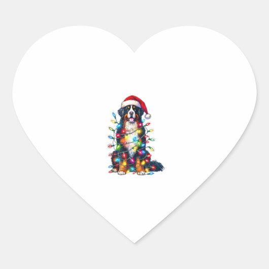 Berner Sennenhond x kerstverlichting Hart Sticker (Voorkant)