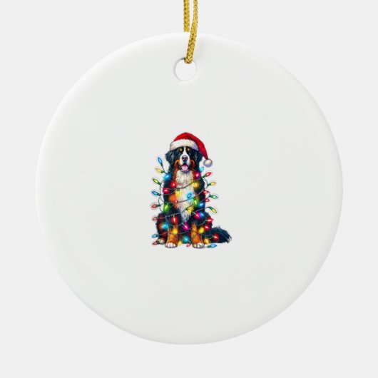 Berner Sennenhond x kerstverlichting Keramisch Ornament (Voorkant)
