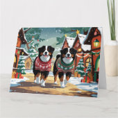 Berner Sennenhonden Kerstmis Sneeuw Vakantie Kaart (Voorkant)