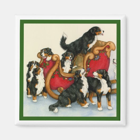 Berners in Sleigh Magneet (Voorkant)