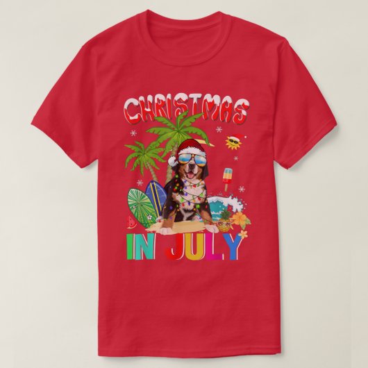 Bernese Berg in Santa Hat Sunbril Kerstmis T-shirt (Design voorkant)