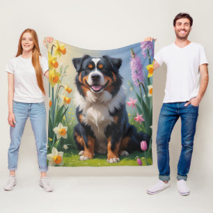Bernese Berg Lentebloemen Schilderij Fleece Deken