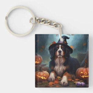 Bernese Berg Pompoenen Halloween Verschrikkelijk Sleutelhanger