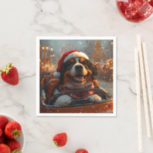 Bernese Berghond Achtbaan Kerst  Servet