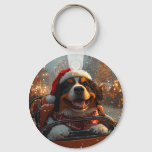 Bernese Berghond Achtbaan Kerstmis Sleutelhanger