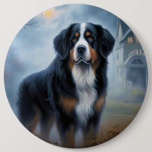 Bernese Berghond Halloween Griezelen Ronde Button 6,0 Cm