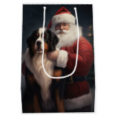 Bernese Berghond Kerstman Festive Kerstmis Medium Cadeauzakje (Achterkant)