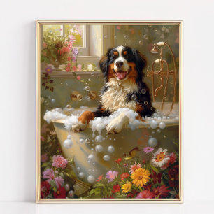 Bernese Berghond Kunst, Badkamer Kunstwerk Poster