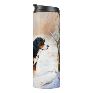 Bernese Berghond Laat het Sneeuwen Kerstmis Thermosbeker