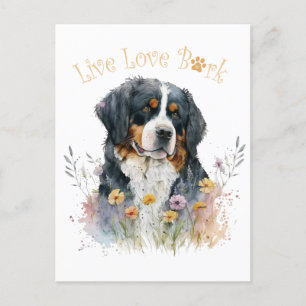 Bernese Berghond Moeder Bloemstuk Briefkaart