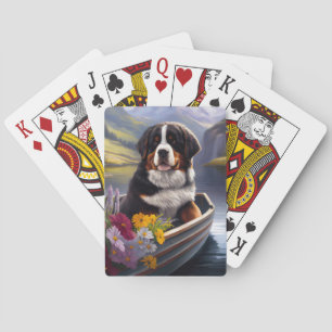 Bernese Berghond op een Peddel: Een Schitterend Av Pokerkaarten