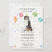 Bernese Berghond Pawty Puppy Verjaardag Roze Kaart (Voorkant)