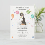 Bernese Berghond Pawty Puppy Verjaardag Roze Kaart (Staand voorkant)