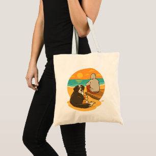 Bernese Berghond Sunset Beach Gezelschap Tote Bag