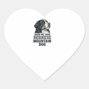 Bernese Berghond Vintage Gravure Shirt Ontwerp Hart Sticker
