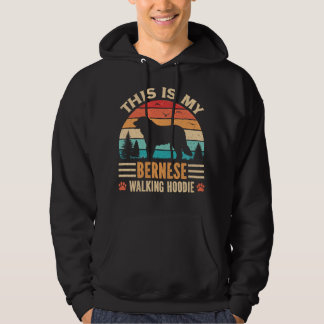 Bernese Berghond Wandelen Retro Vintage Zonsonderg Hoodie