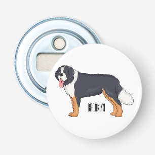 Bernese cartoon van berghond button flesopener