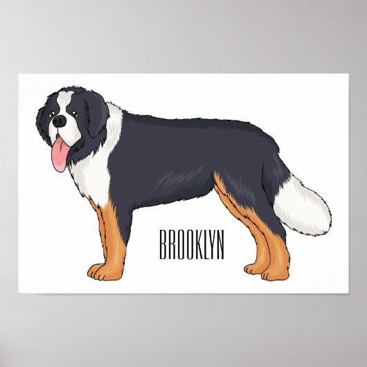 Bernese cartoon van berghond poster (Voorkant)