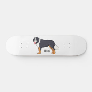 Bernese cartoon van berghond skateboard