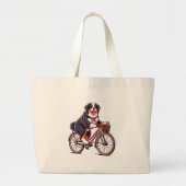 Bernese Hond Biker, Berner cruiser fiets avontuur Grote Tote Bag (Voorkant)