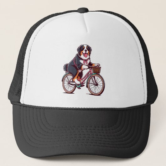 Bernese Hond Biker, Berner cruiser fiets avontuur Trucker Pet (Voorkant)