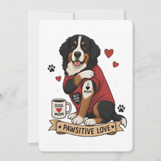 Bernese Hond met Tatoeage Illustratie I Hart Moede Kaart