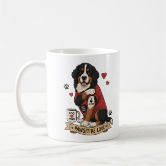 Bernese Hond met Tatoeage Illustratie I Hart Moede Koffiemok