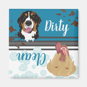 Bernese/Lab- Dirty/Clean Dog-wasmachine Magneet