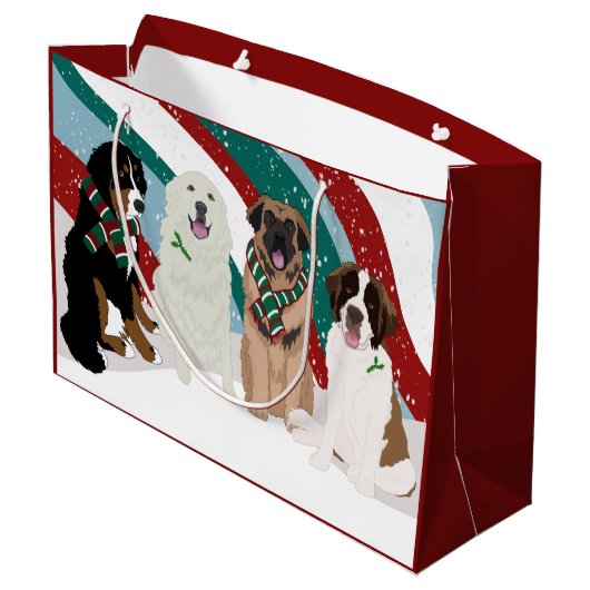 Bernese Leonberger Grote Pyreneeën Kerstmis Groot Groot Cadeauzakje (Achterkant Gekanteld)