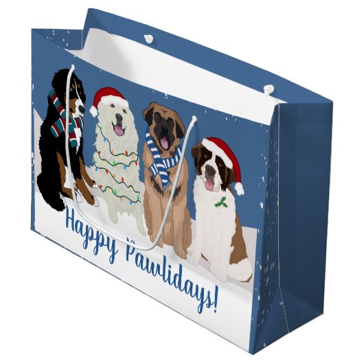 Bernese Leonberger Pyrenees St Bernard Kerstmis Groot Cadeauzakje (Voorkant Gekanteld)