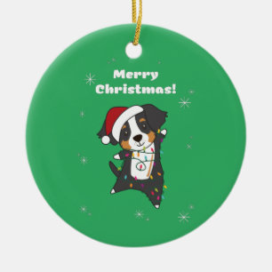 Bernese Merry KerstHappy Kerstmis Ceram Keramisch Ornament