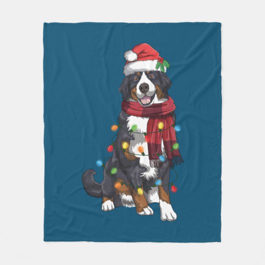 Bernese Mountain Christmas Light Funny Dog Lover Fleece Deken (Voorkant)